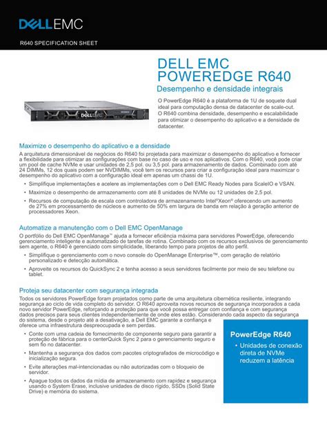 r640 spec sheet|Dell EMC PowerEdge R640 Technical Specifications.
